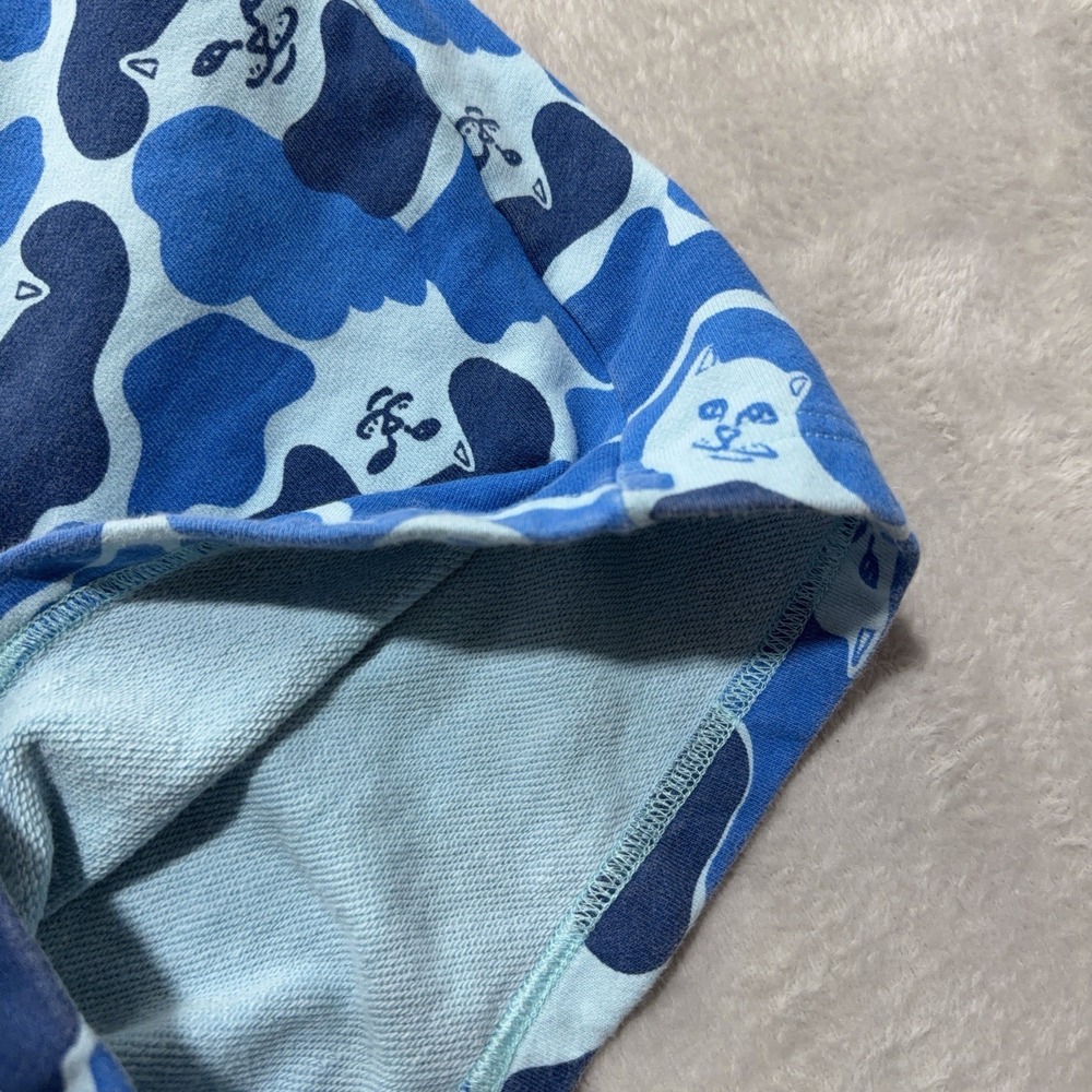 RIPNDIP Lord Nermal Blue Camo Sweat Shorts Mens L Cat Camouflage Fleece Board - Picture 6 of 12